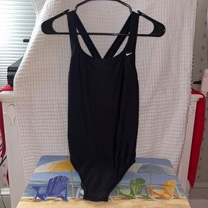 Preloved all black womens nike one piece size 38 bust size 12 grey lining